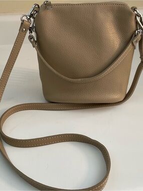 New Italian Borse In Pelle Tan Pebble Leather Crossbody/Hand Bag